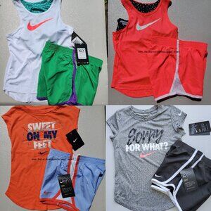 Nike Girls Size 6 Dri-fit Running Shorts & Tops Tank w/ Sports Bra 8pc